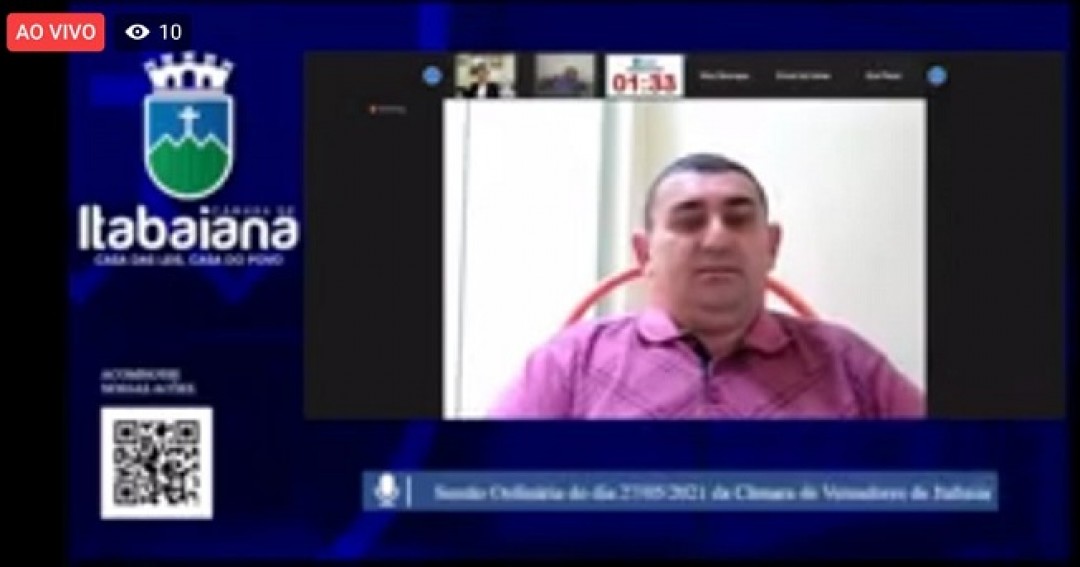 CÂMARA DE VEREADORES DE ITABAIANA – SESSÃO ORDINÁRIA 27/05/2021
